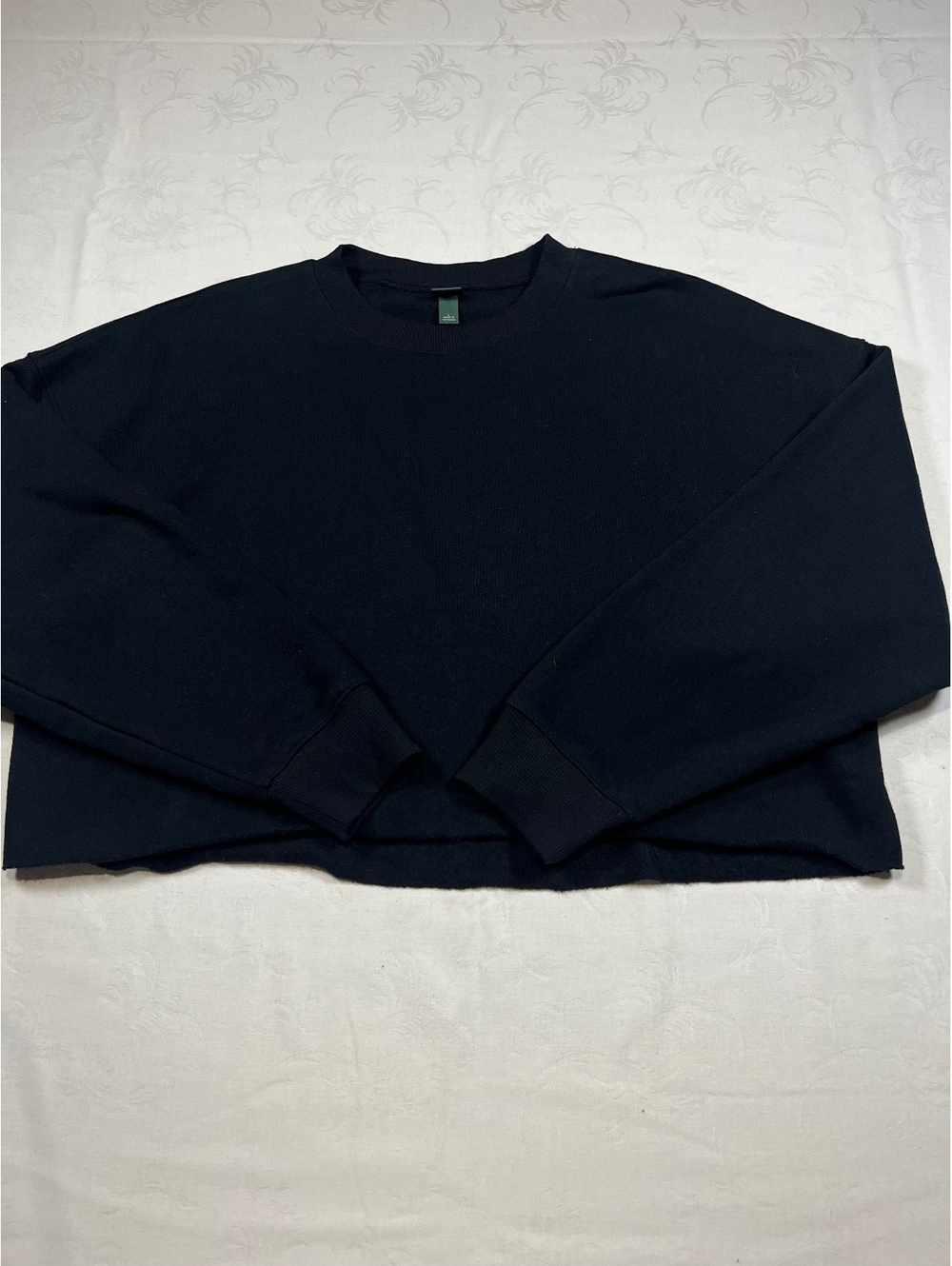 Wild Fable Cut Off Cropped Crewneck Sweatshirt Black Size Large
